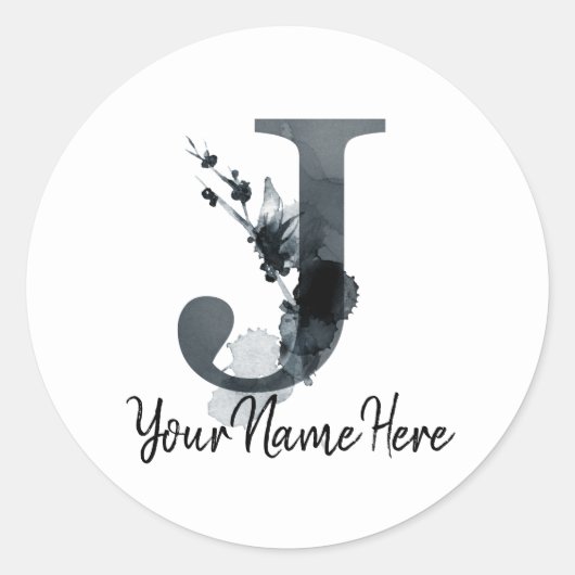 モノグラムJダークハーブの葉 ラウンドシール (正面)