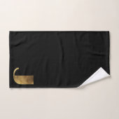 モノグラムJブラック&金ゴールドルックエレガントタイポグラフィ バスタオルセット (ハンドタオル)