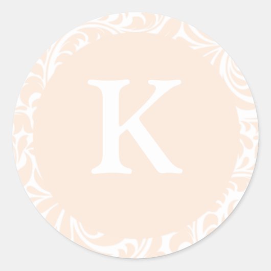 モノグラムKアイボリー結婚カラーズモノグラム招待状En ラウンドシール (正面)