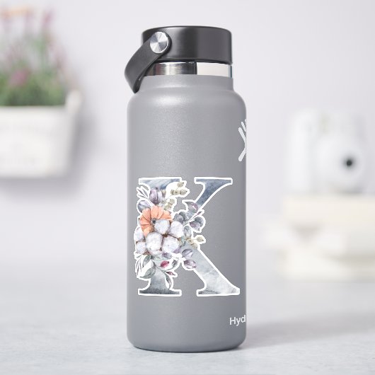 モノグラムKウォーターカラーブルーフローライニシャルK シール (HydroFlask)