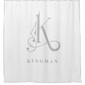 モノグラムKエレガントとソフィセレーショカスタムン灰色 シャワーカーテン (正面)