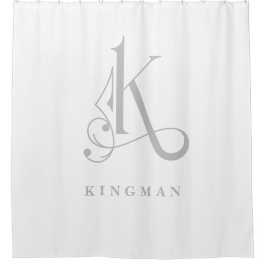 モノグラムKエレガントとソフィセレーショカスタムン灰色 シャワーカーテン (正面)