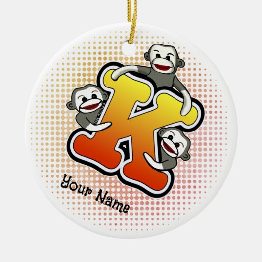 モノグラムKソックモンキー セラミックオーナメント (正面)