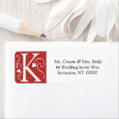 モノグラムKハート赤結婚白の色戻り ラベル (インサイチュ)