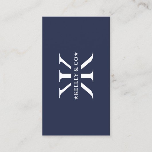 モノグラムKモダンプロフェッショナルロゴ木炭ブルー 名刺 (正面)