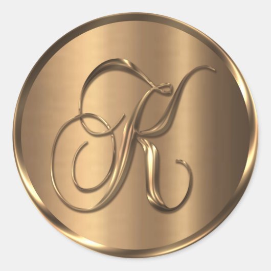 モノグラムK非金属ブロンズ封筒用シール ラウンドシール (正面)