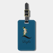 モノグラムLコバルト水カラー花ラゲッジタグ ラゲッジタグ (正面縦)