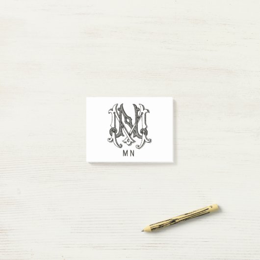 モノグラムMとN、イニシャルMとN、カップルの贈り物 ポストイット (デスク上)