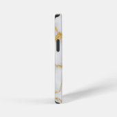 モノグラムMエレガントホワイト&金ゴールド大理石パターン iPhoneケース (右側面)