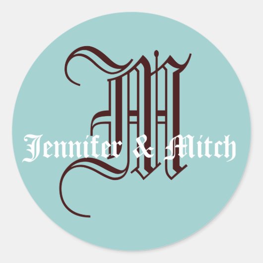 モノグラムM結婚式の引き出物シール ラウンドシール (正面)