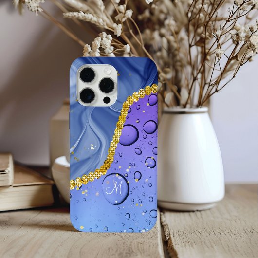 モノグラムM ゴージャス ゴールド ブルー & パープル ドロップレット Case-Mate iPhoneケース