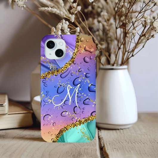 モノグラムM ゴールド レインボー 雨の雫 上品 おしゃれ Case-Mate iPhoneケース