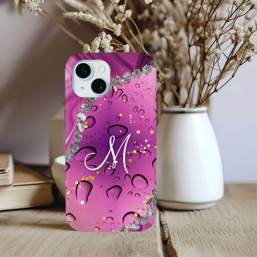 モノグラムM シルバーグラマラス マゼンタ 雨粒 Case-Mate iPhoneケース