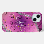 モノグラムM シルバーグラマラス マゼンタ 雨粒 Case-Mate iPhoneケース (裏面 (横))