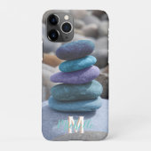 モノグラムM ビーチ小石 岩 石 蓝 紫 iPhoneケース (裏面)