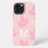 モノグラムM モダン ブラッシュ＆ピンクの蝶模様 iPhoneケース (裏面)