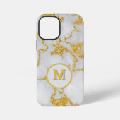 モノグラムM 高級感のある白と金の大理石模様 iPhoneケース (裏面)