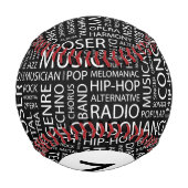 モノグラムMUSICパターンワードクラウド 野球ボール (裏面)