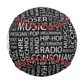 モノグラムMUSICパターンワードクラウド 野球ボール (正面)