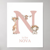 モノグラムNボホジャングルサファリアニマル子供部屋ウォール ポスター (正面)