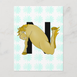 モノグラムN漫画パーソナライズされた馬 ポストカード