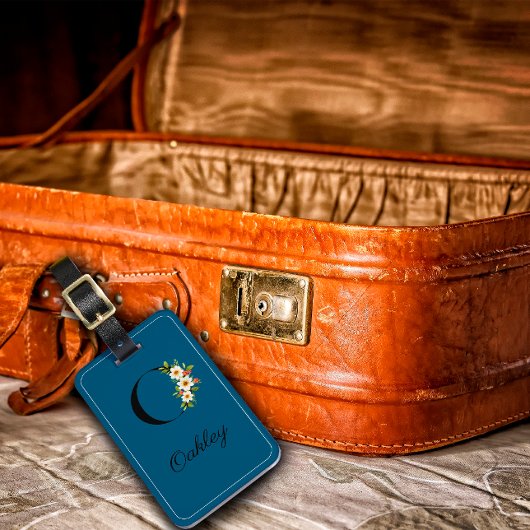 モノグラムOコバルト水カラー花ラゲージタグ ラゲッジタグ