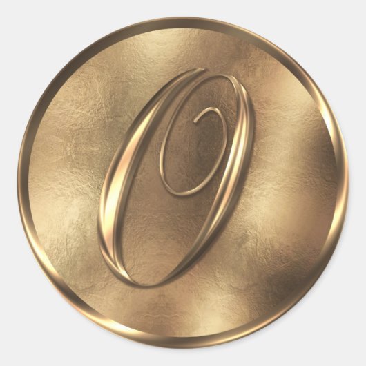 モノグラムOブロンズ結婚式招待状ホリデイ ラウンドシール (正面)