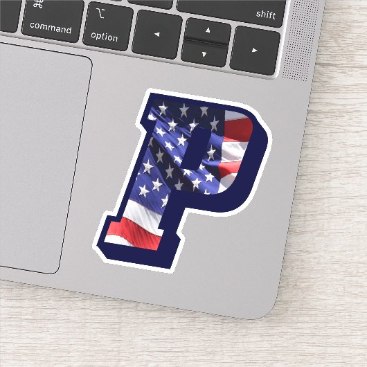 モノグラムPアメリカ国旗の文字PイニシャルUSA シール (詳細)