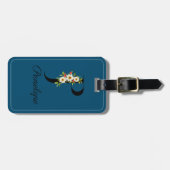 モノグラムPコバルト水の色の花ラゲッジタグ ラゲッジタグ (正面横)