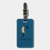 モノグラムPコバルト水の色の花ラゲッジタグ ラゲッジタグ (正面縦)