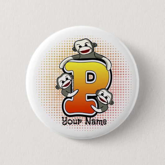モノグラムPソックモンキー 缶バッジ (正面)