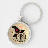 モノグラムPハロウィーンスカイウィッチスパイダーズ名 キーホルダー (正面)