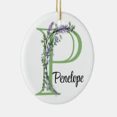 モノグラムPラベンダーユーカリ子供部屋ポスター セラミックオーナメント (右)