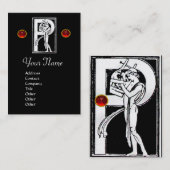 モノグラムP文字アンティーク姿白黒 名刺 (正面/裏面)