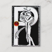 モノグラムP文字アンティーク姿白黒 名刺 (裏面)