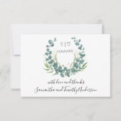 モノグラムPersonalize Eucalyptus Script 結婚's サンキューカード (正面)