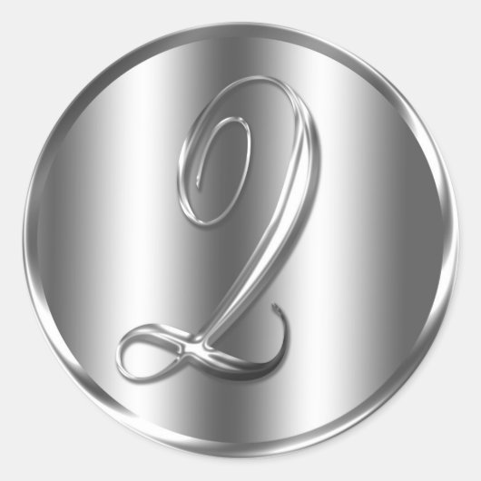 モノグラムQシルバーカラー結婚式招待状ホリデイ ラウンドシール (正面)