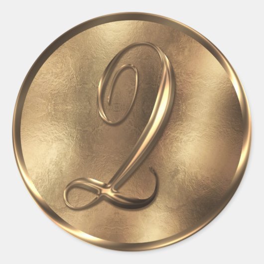 モノグラムQブロンズ結婚式招待状ホリデイ ラウンドシール (正面)