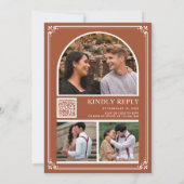 モノグラムQRコードフォトコラージュテラコッタ結婚ズ 招待状 (裏面)