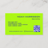 モノグラムQRコードブルー電気ライムミニマル 名刺 (裏面)