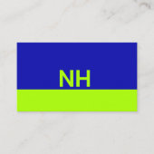 モノグラムQRコードブルー電気ライムミニマル 名刺 (正面)