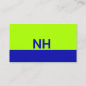 モノグラムQRコードブルー電気ライムミニマル 名刺 (正面)