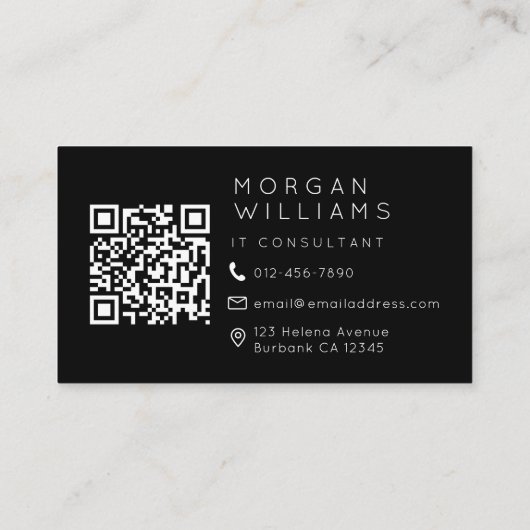 モノグラムQRコードミニマリストアイコン 名刺 (裏面)