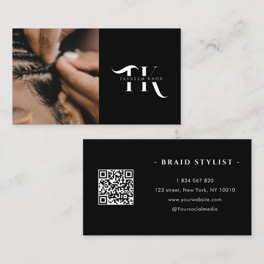 モノグラムqrコード組み込みスタイリスト写真 名刺 (正面/裏面)