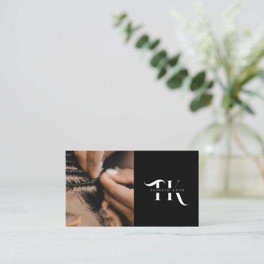 モノグラムqrコード組み込みスタイリスト写真 名刺 (スタンド正面)