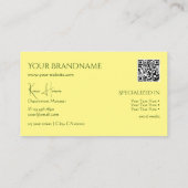 モノグラムQRCodeと宝石で淡い黄色 名刺 (裏面)