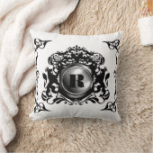 モノグラムRの装飾用クッション王室のな紋章付き外衣 クッション (ブランケット)