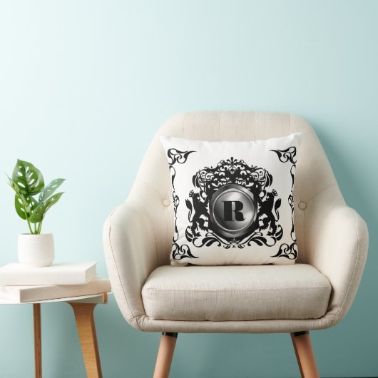 モノグラムRの装飾用クッション王室のな紋章付き外衣 クッション (椅子)