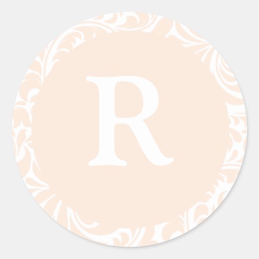 モノグラムRアイボリー色の結婚シール ラウンドシール (正面)