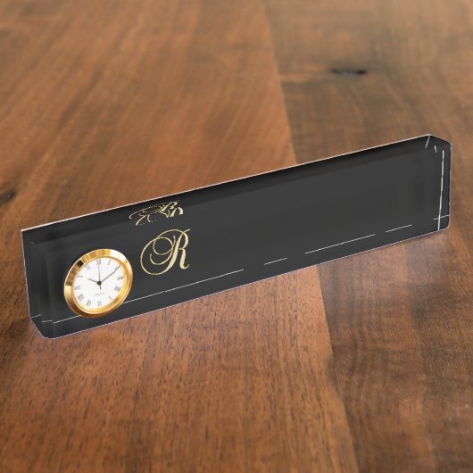 モノグラムRレターネームハートデスティニーズ デスクネームプレート (側面)